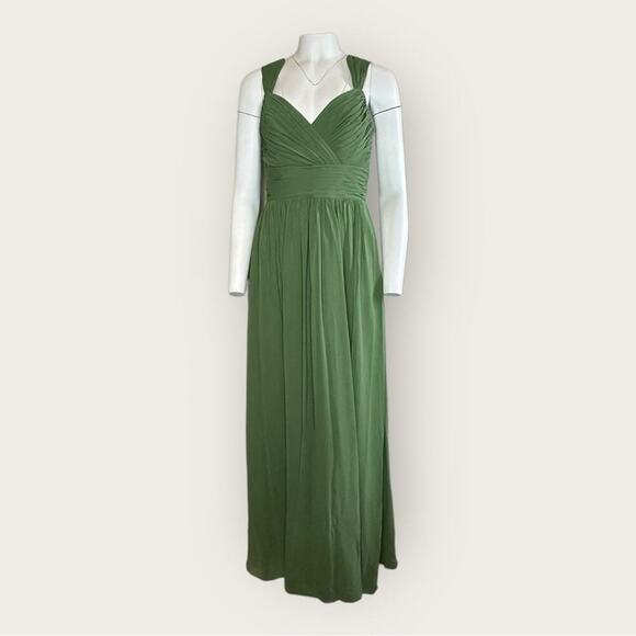NWT | After Six | Lux Chiffon Sweetheart Maxi Dress | Vineyard Green | Size 10 - Picture 1 of 13